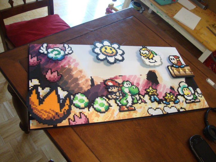 The colorful sprites of Yoshi's Island lend themselves well to perler bead projects.