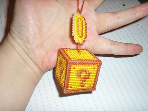 Mario question box with coin ornament.