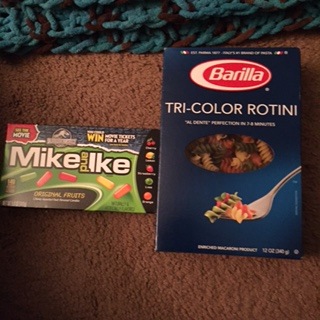 Barilla pasta and Mike &amp; Ikes (Barilla is made in their hometown!) I'll bet, like here, the air smells of food ;)