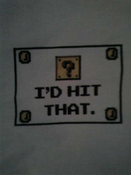 This was my first cross stitch, done for my friend Josh's birthday last year.  Pattern available here http://www.spritestitch.com/forum/viewtopic.php?f=7&amp;t=548