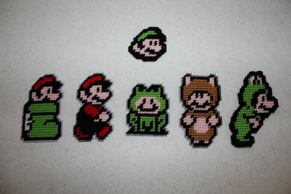Mario and Luigi in various powerups.
