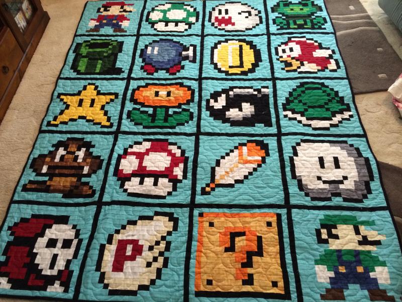 Super Mario Bros Quilt Sprite Stitch