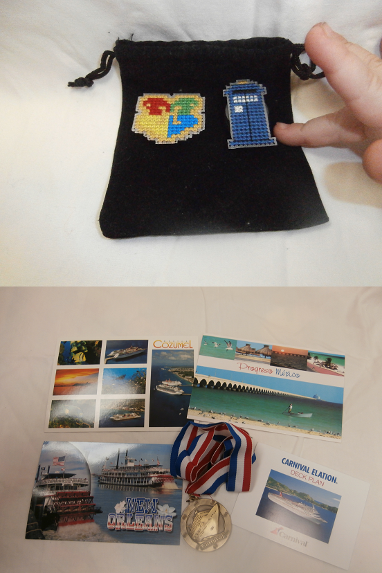 Needleminders (almost getting swiped by the baby!) and Postcards