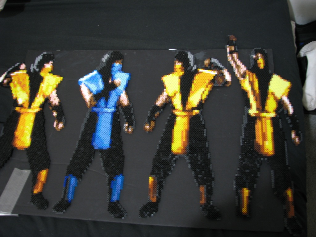 All MK sprites from the Super NES version-except-the scorpion on the far left.  He is from the Sega Genesis version of MK