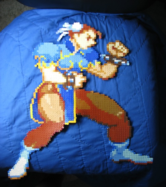 Chun Li from &quot;X-Men Vs. Street Fighter&quot; &quot;Stance 01&quot; perler bead sprite.